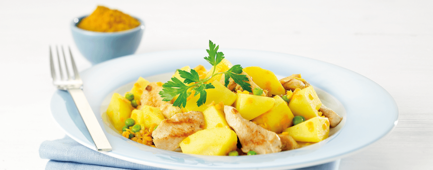 Rezept Kartoffel Currylinsen Mit Poulet